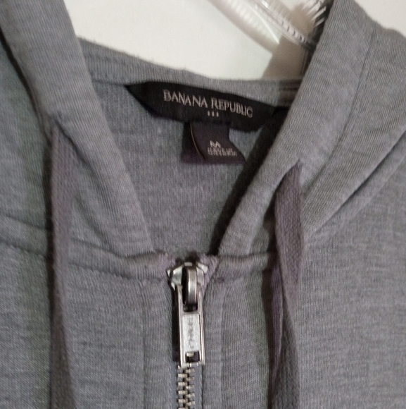Banana Republic gray zip up lounge hoodie with balloon sleeves and elastic cuffs - Picture 3 of 9